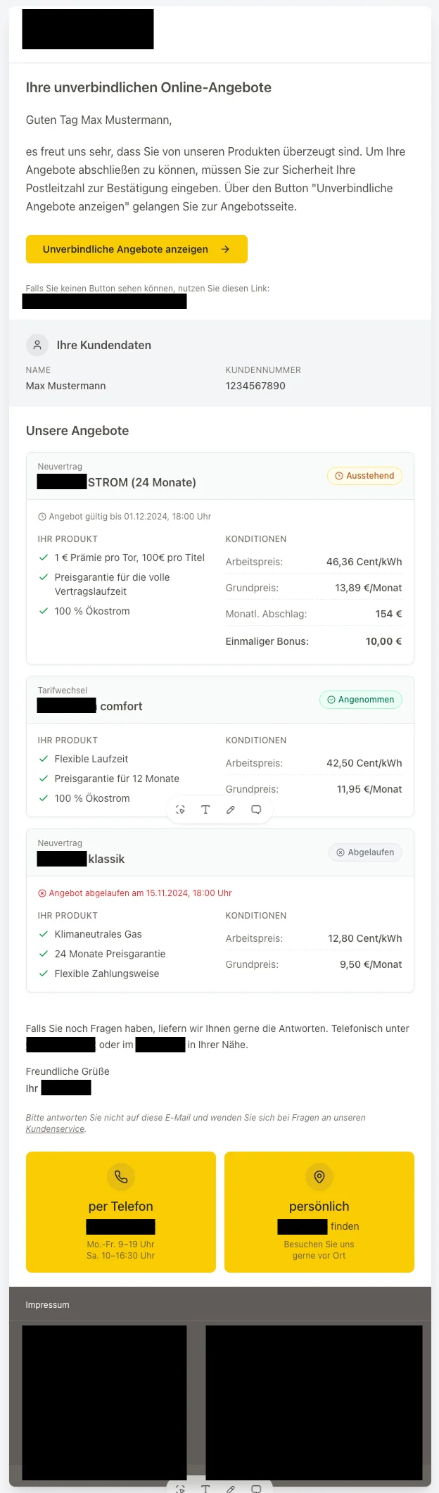 KI-generierter Vorschlag für die E-Mail-Vorlage der Angebote